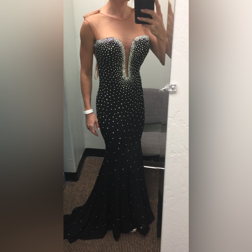 Jovani Black Sweetheart Embellished Prom Gown